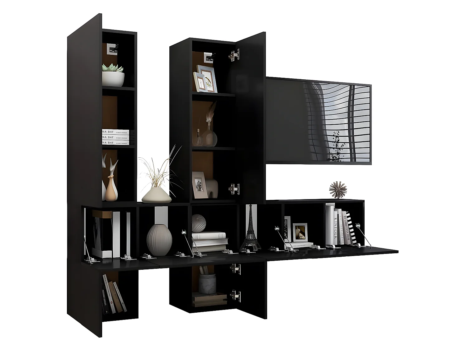 Ensemble de meuble TV 7 pcs Noir Aggloméré