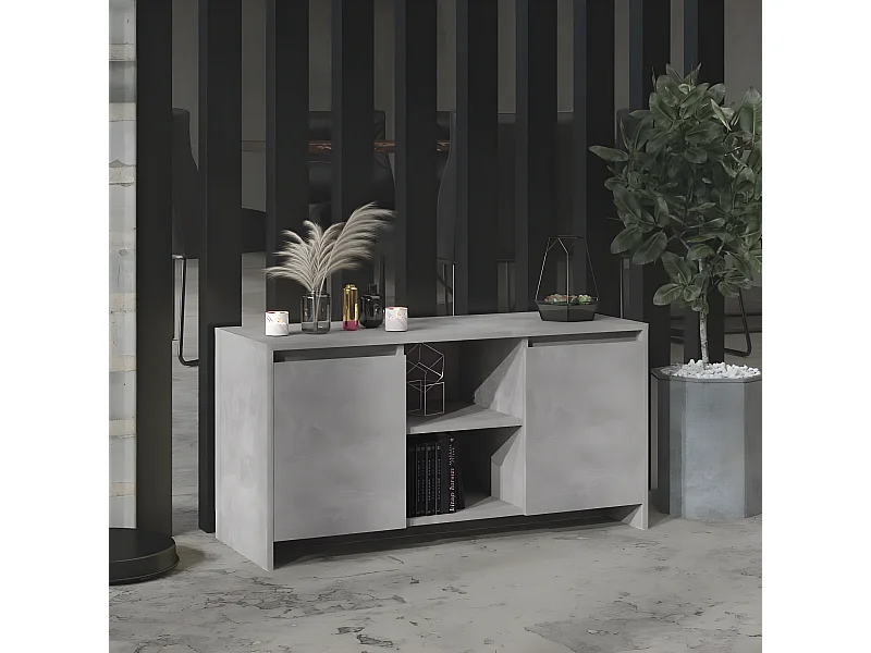 Meuble TV Gris béton 102x37,5x52,5 cm Aggloméré