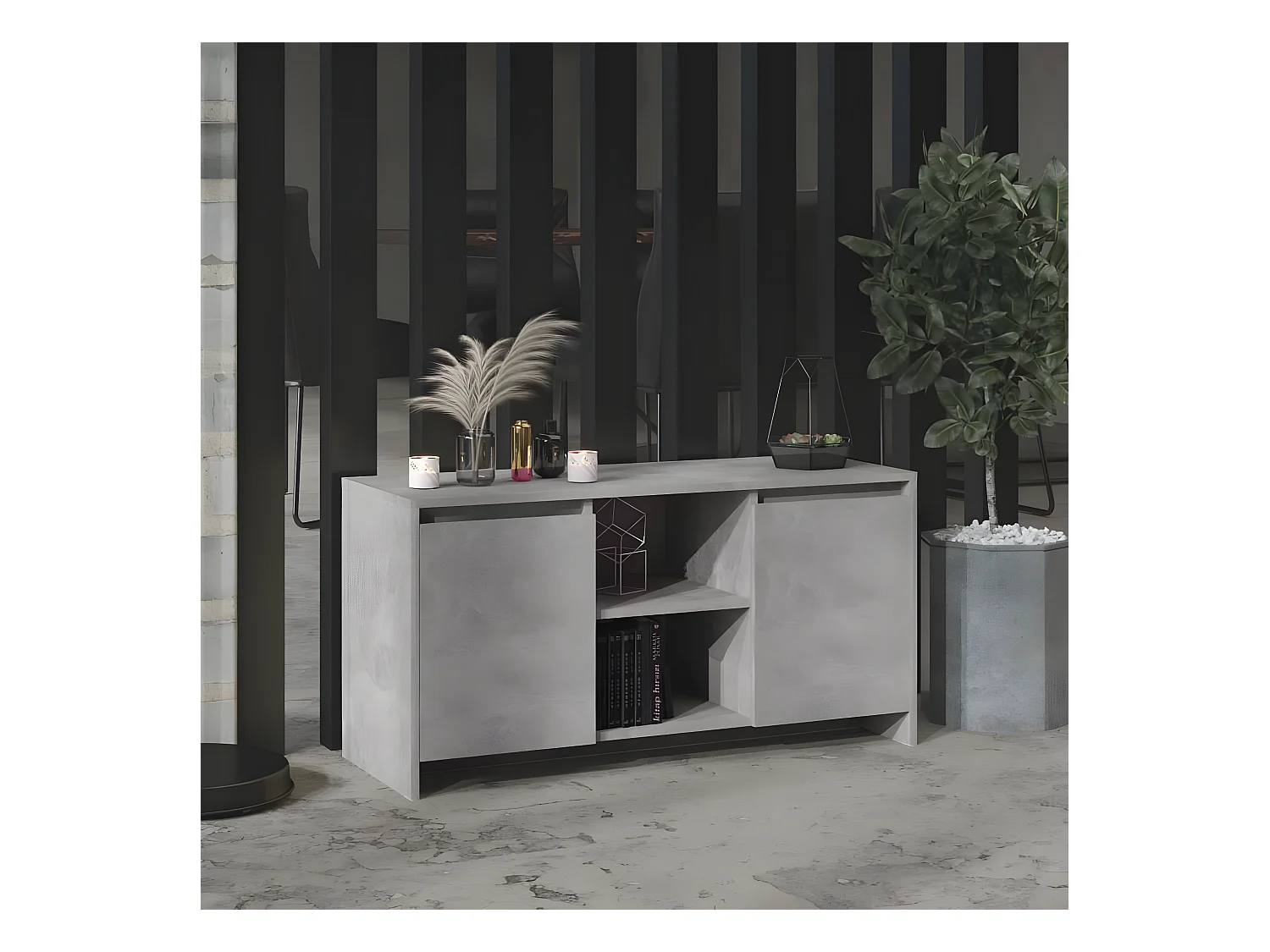 Mobile TV Grigio cemento 102x37,5x52,5 cm Truciolare