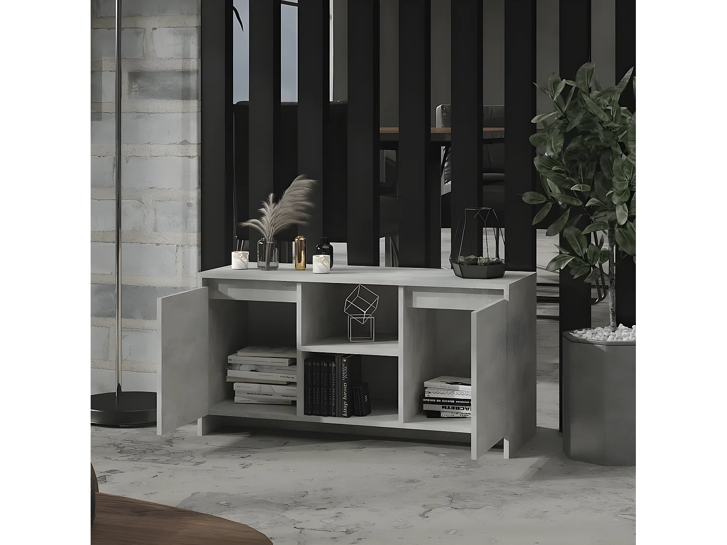 Meuble TV Gris béton 102x37,5x52,5 cm Aggloméré