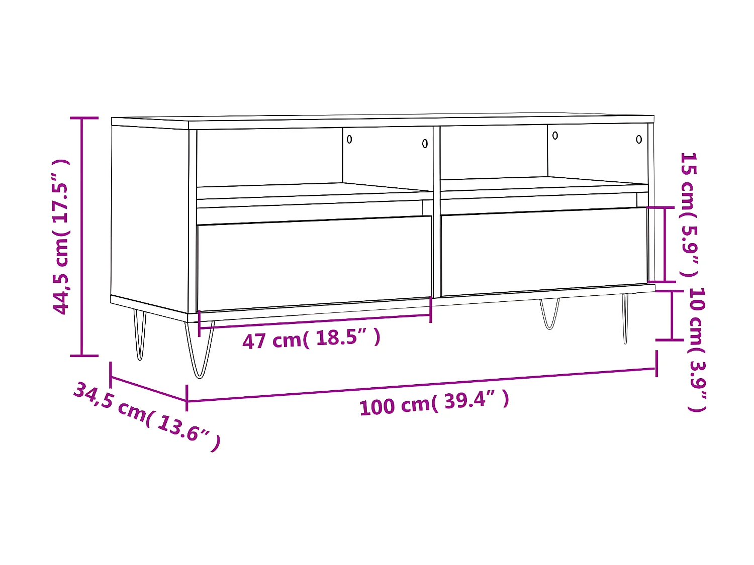 Glanzend wit tv-meubel 100x34,5x44,5 cm samengesteld hout