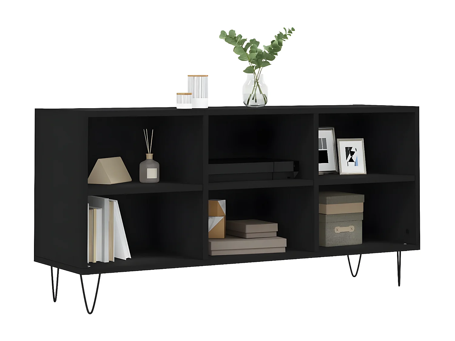 Meuble TV noir 103,5x30x50 cm bois d'ingénierie