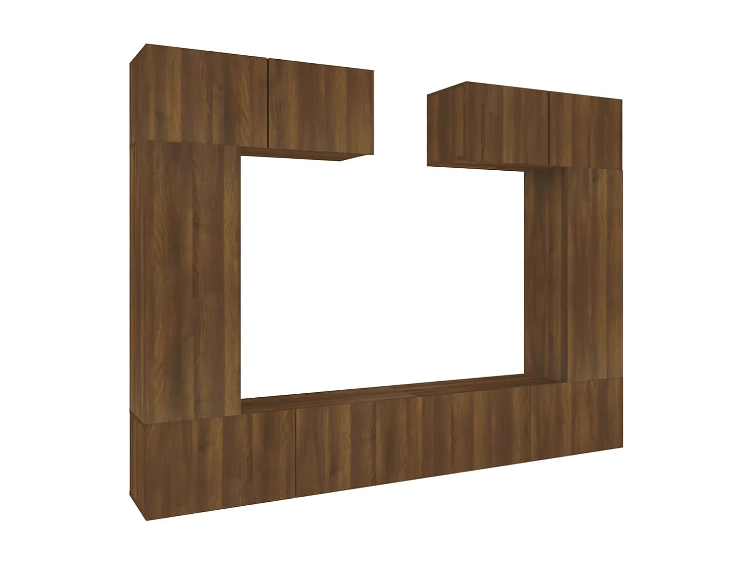 6-teiliges TV-Ständer-Set aus braunem Eichenholzwerkstoff