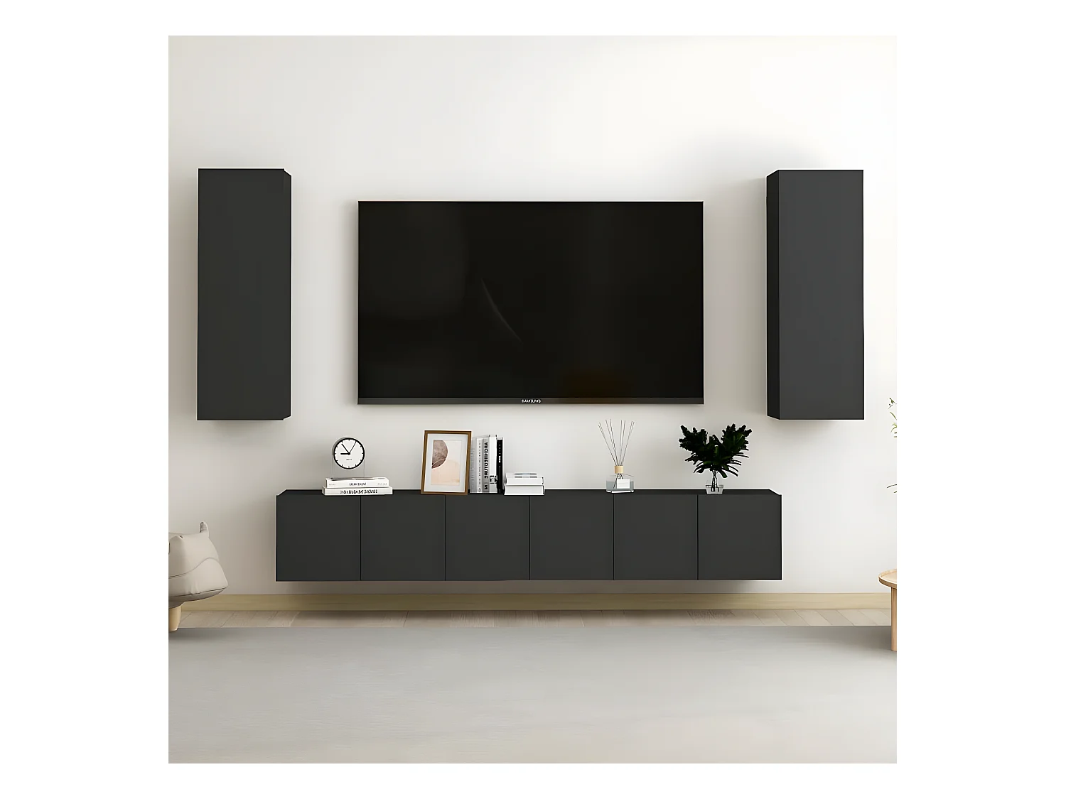 Ensemble de meubles TV 5 pcs Noir Aggloméré