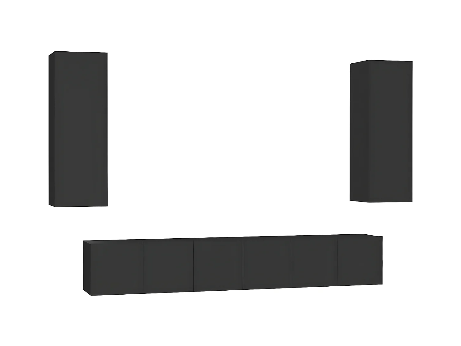 Ensemble de meubles TV 5 pcs Noir Aggloméré