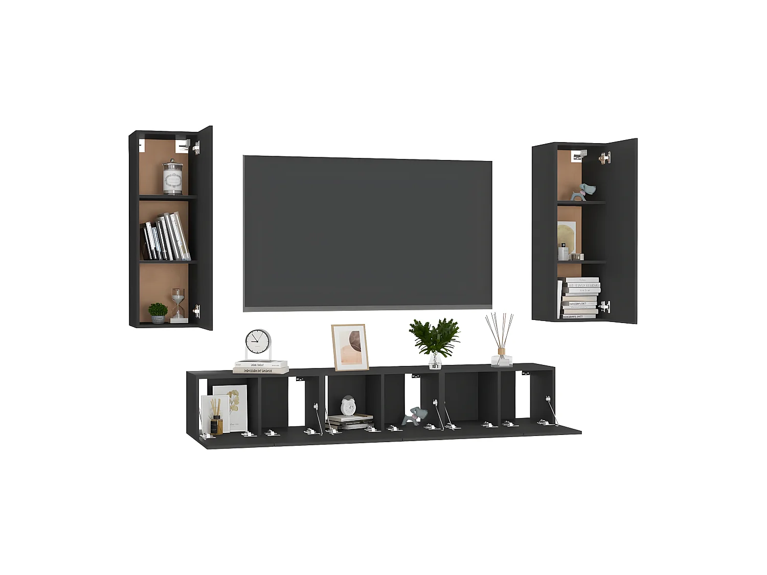 Ensemble de meubles TV 5 pcs Noir Aggloméré