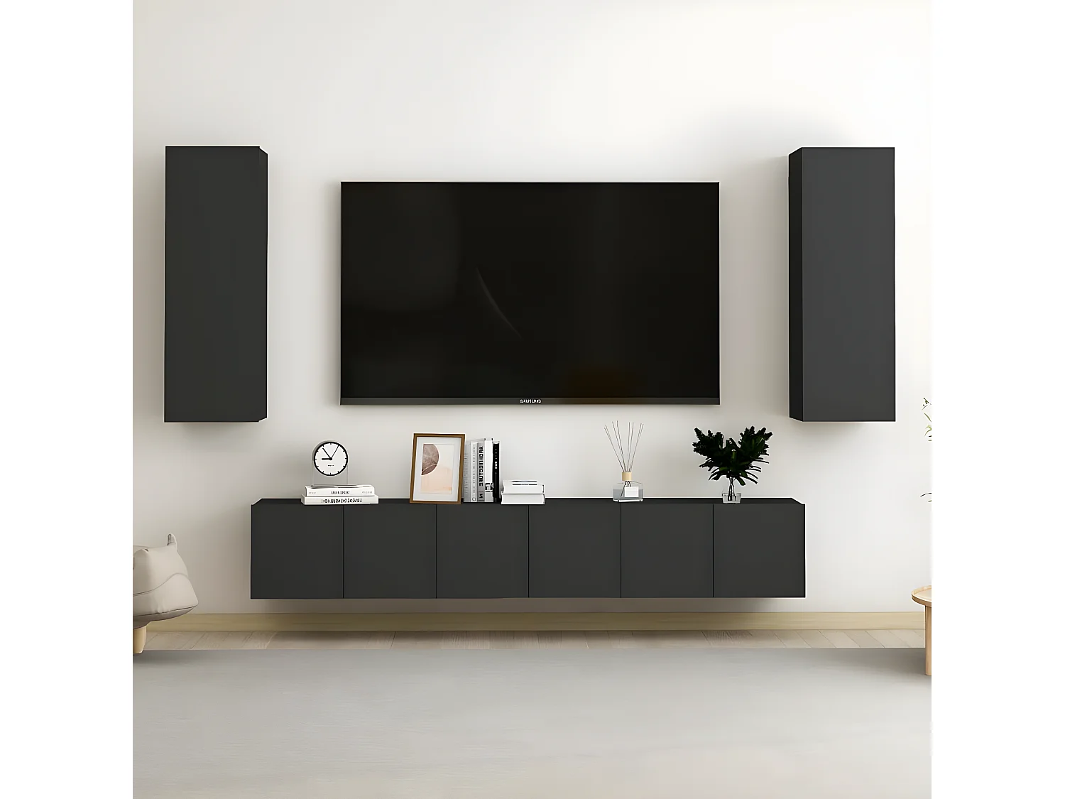 Ensemble de meubles TV 5 pcs Noir Aggloméré
