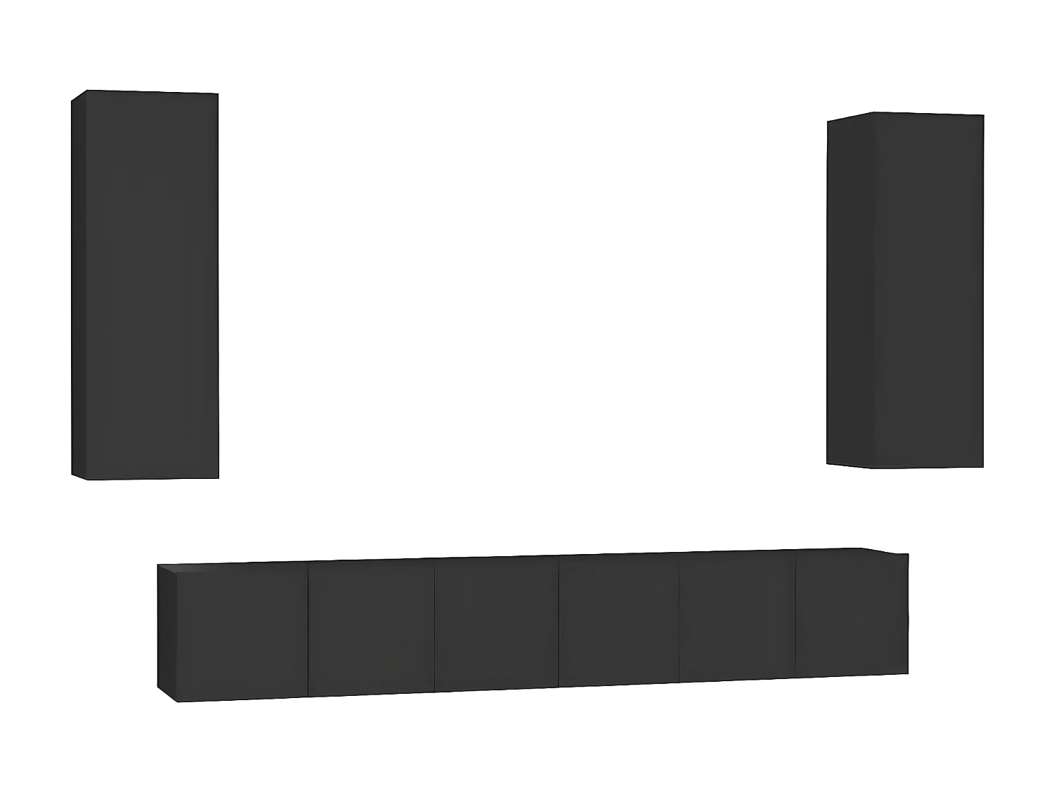 Ensemble de meubles TV 5 pcs Noir Aggloméré