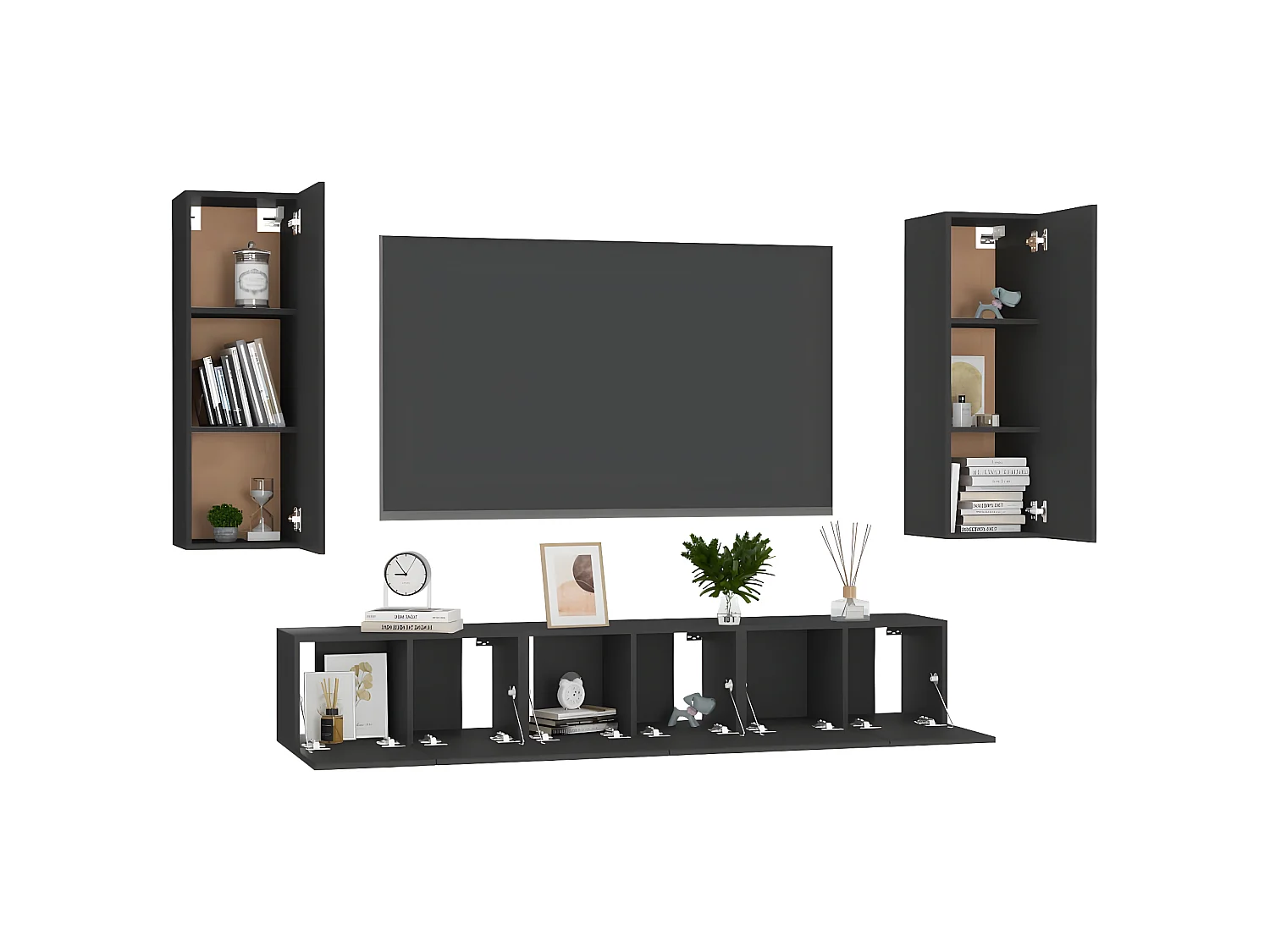 Ensemble de meubles TV 5 pcs Noir Aggloméré