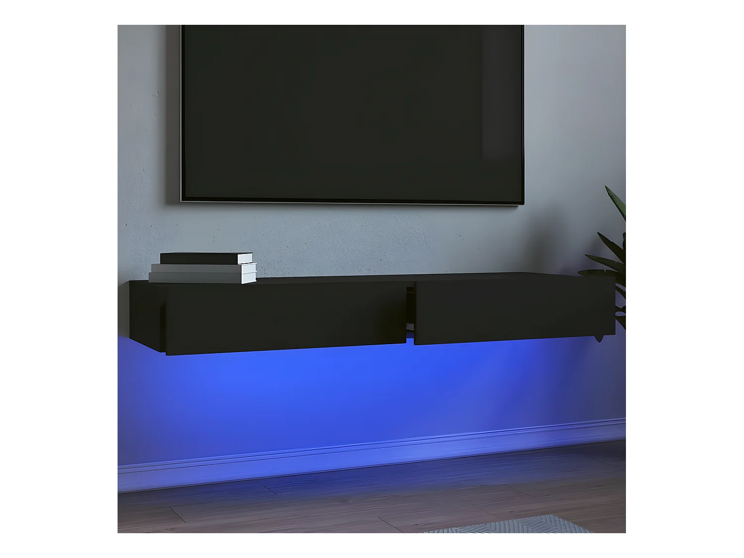 TV meubel met LED verlichting 2 stuks zwart 60x35x15,5 cm