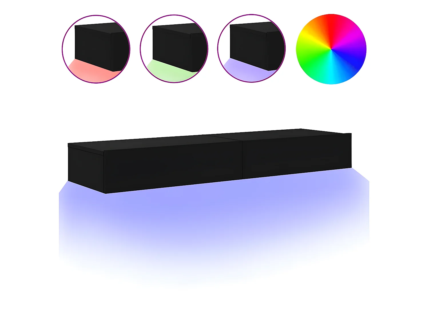 TV meubel met LED verlichting 2 stuks zwart 60x35x15,5 cm