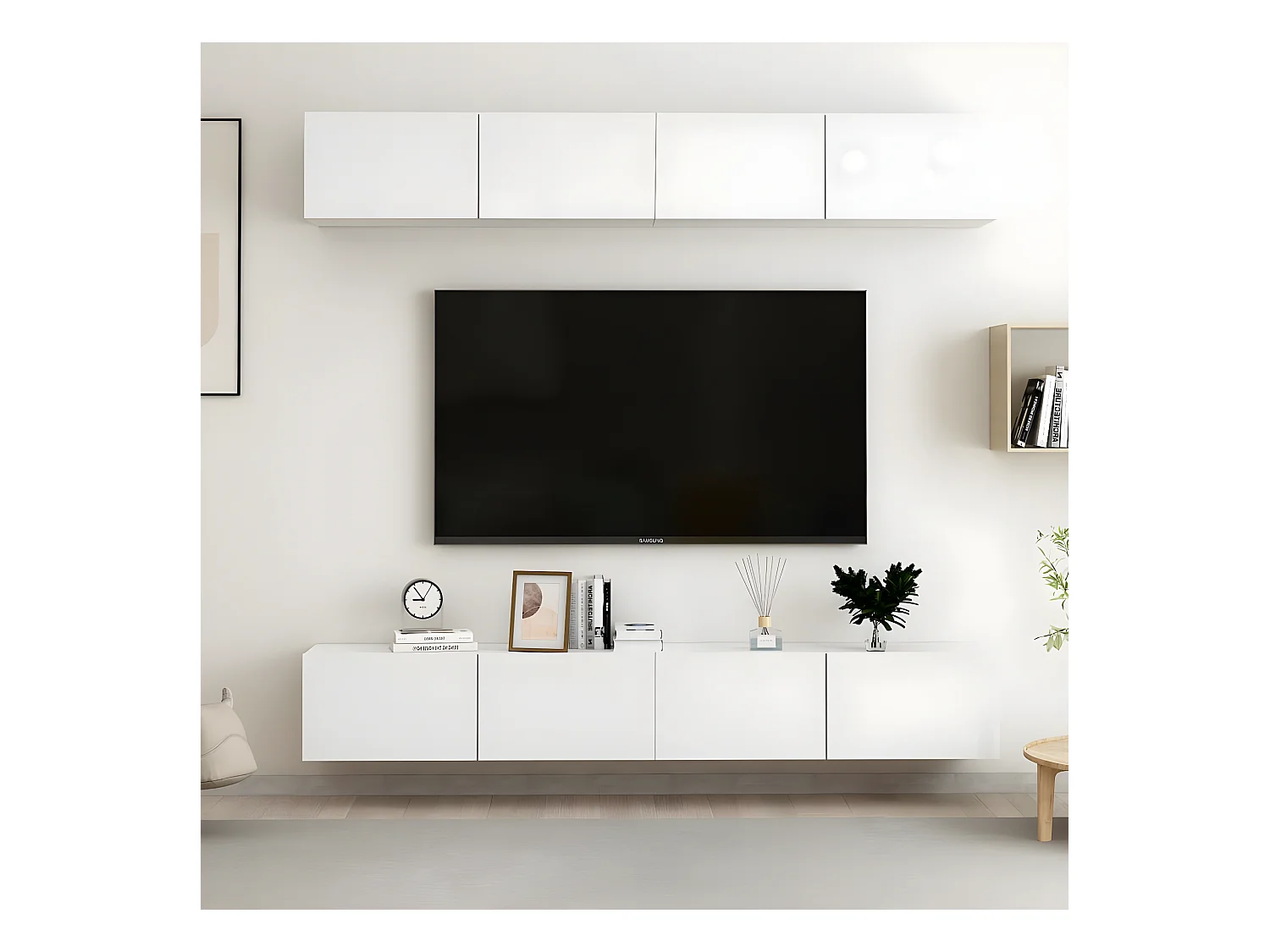 TV meubel 4 stuks Glanzend wit 100x30x30 cm Spaanplaat