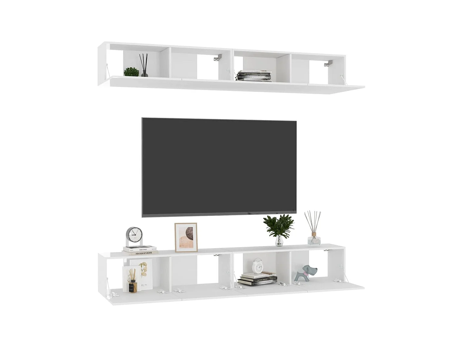 Meubles TV 4 pcs Blanc brillant 100x30x30 cm Aggloméré