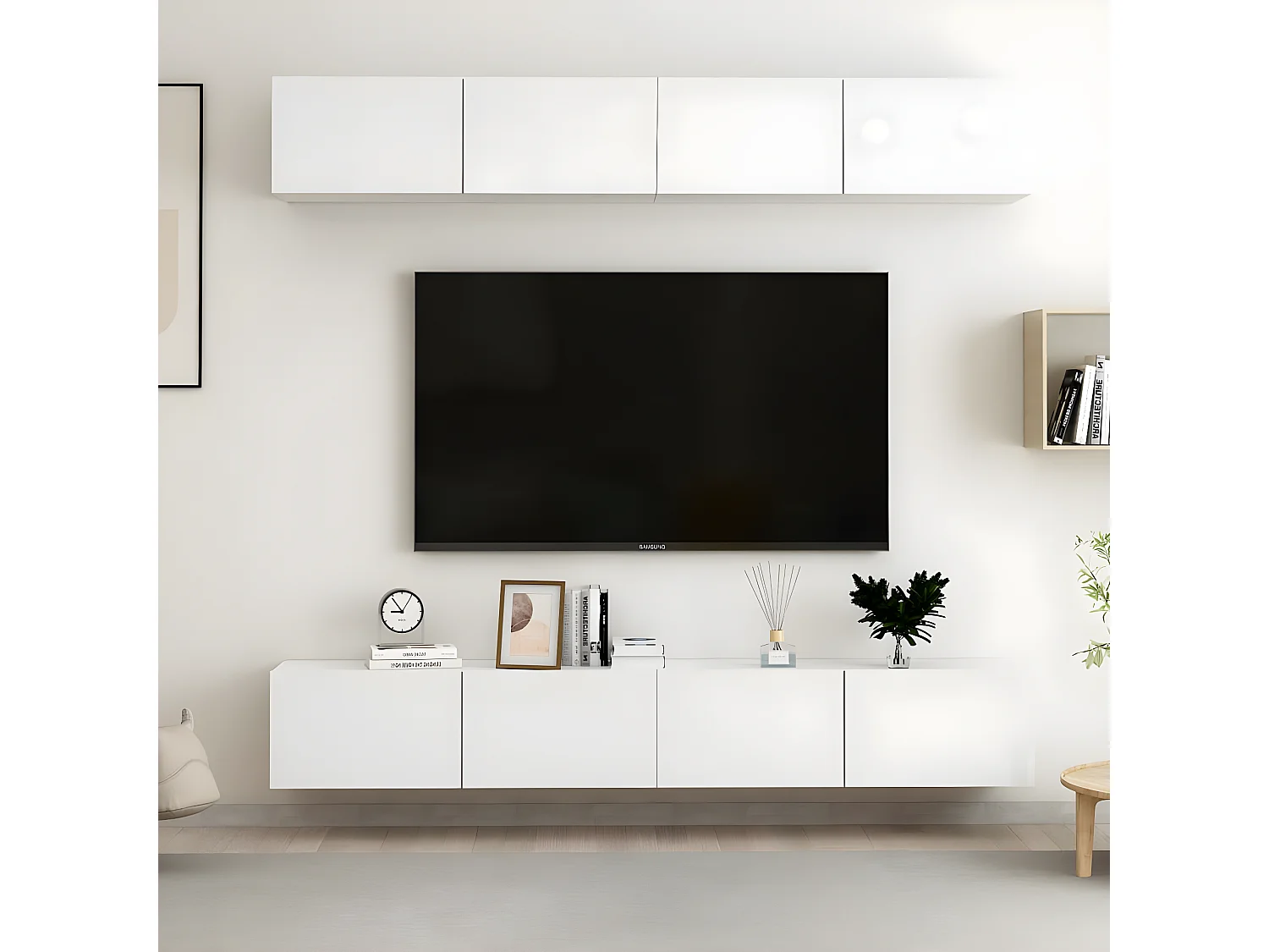 TV meubel 4 stuks Glanzend wit 100x30x30 cm Spaanplaat