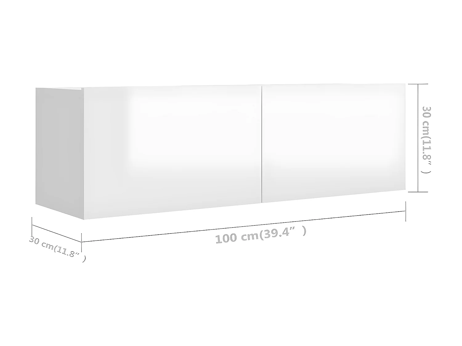 TV meubel 4 stuks Glanzend wit 100x30x30 cm Spaanplaat