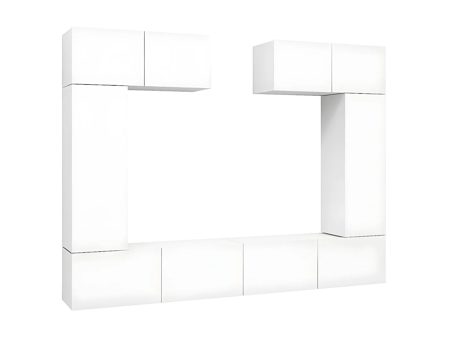 Ensemble de meuble TV 6 pcs Blanc Aggloméré
