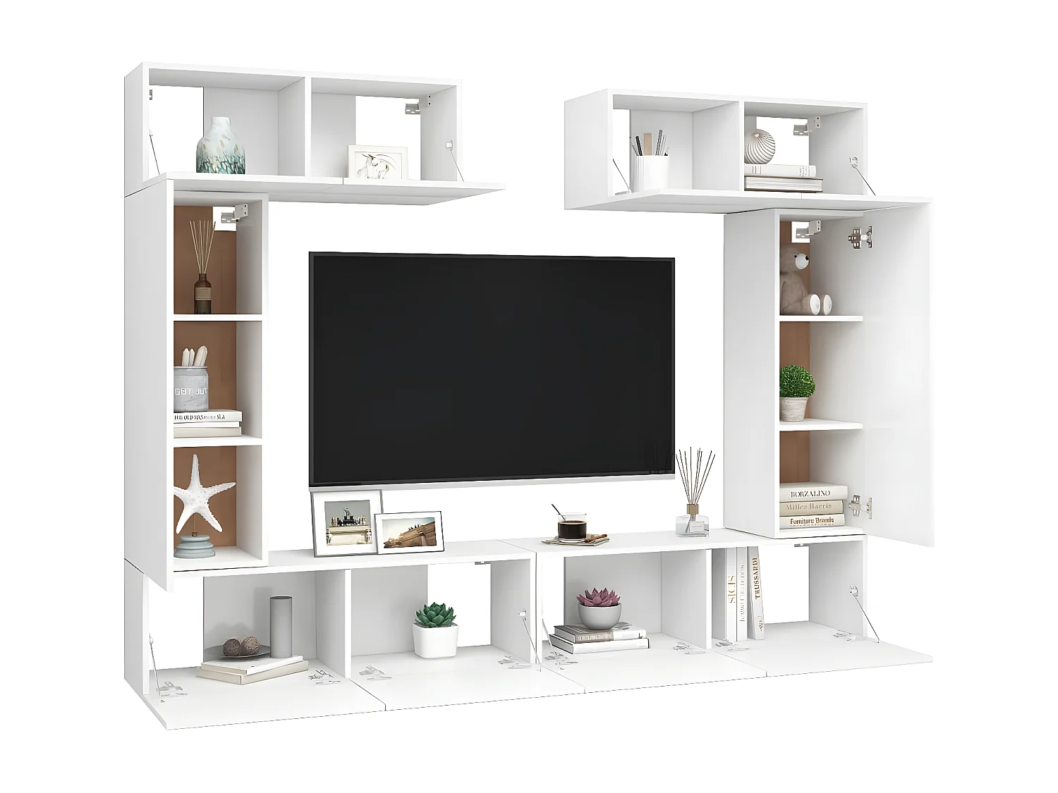 Ensemble de meuble TV 6 pcs Blanc Aggloméré