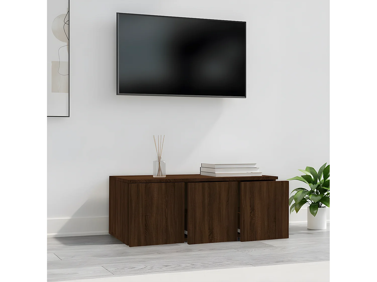 Meuble TV Chêne marron 80x34x30 cm Bois d'ingénierie