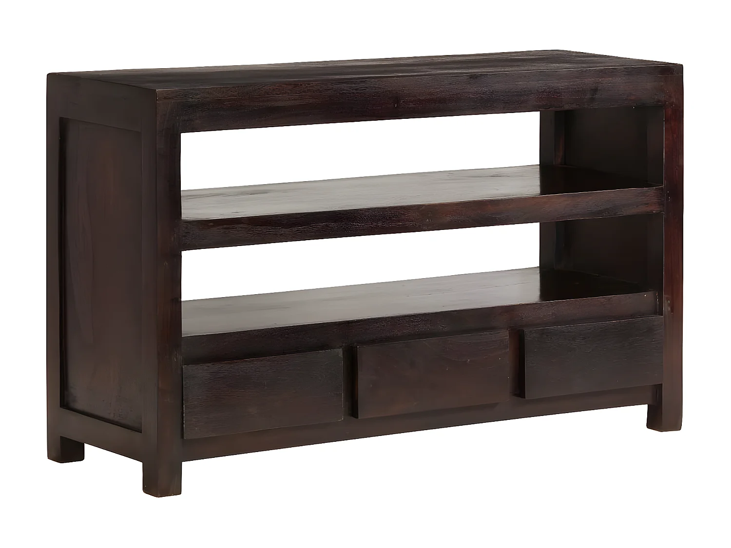 Móvel de TV madeira maciça de acácia 90 x 30 x 55 cm castanho escuro