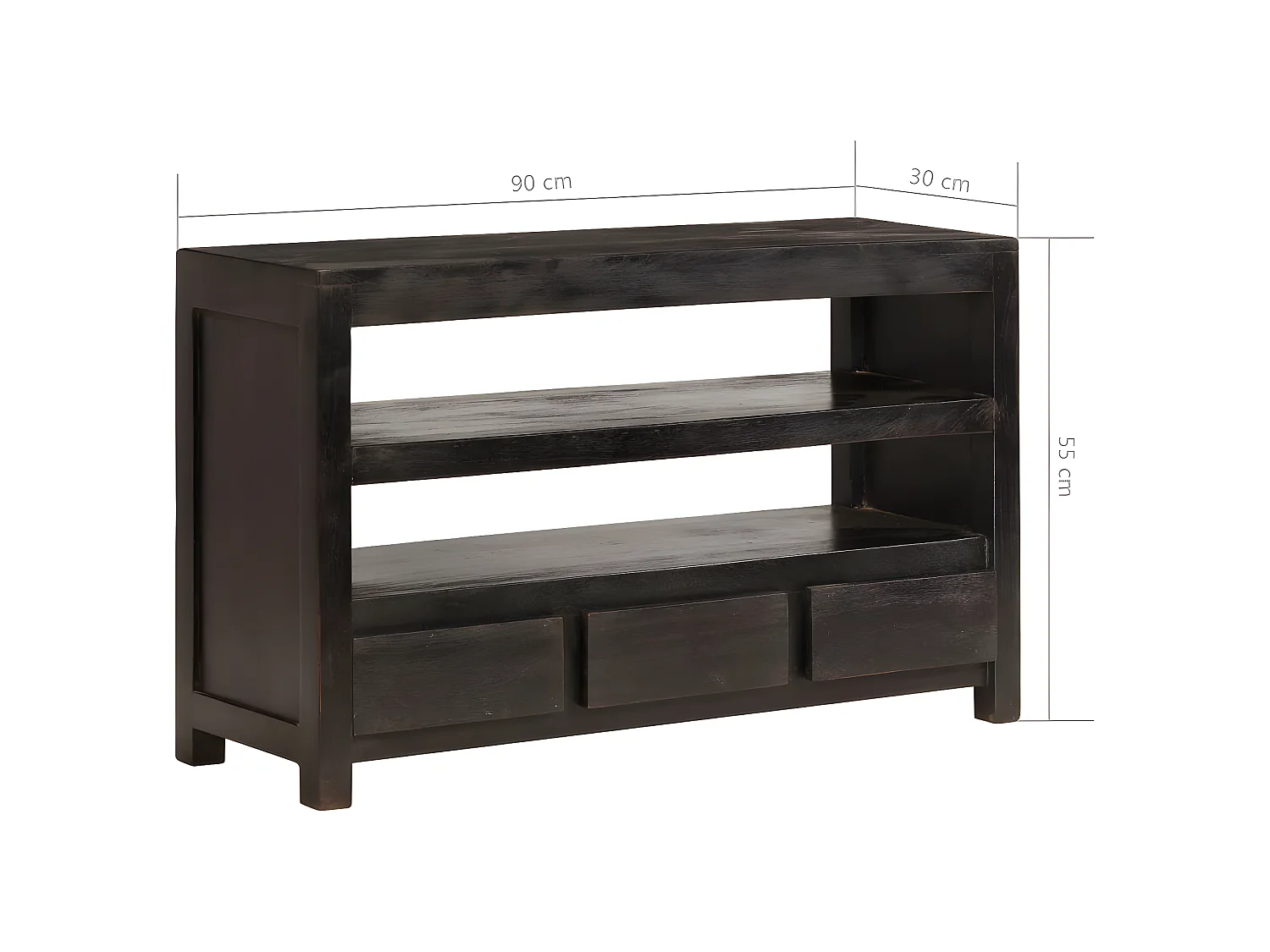 Móvel de TV madeira maciça de acácia 90 x 30 x 55 cm castanho escuro