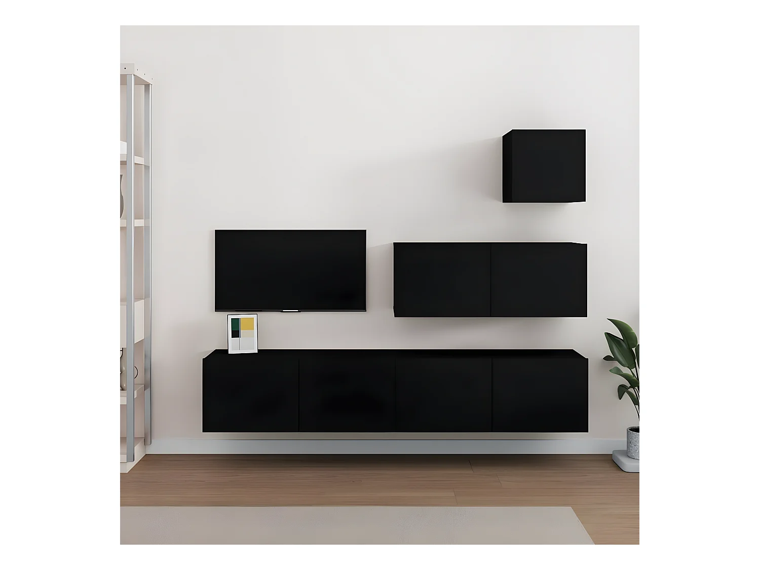 Ensemble de meubles TV 4 pcs Noir Bois d'ingénierie