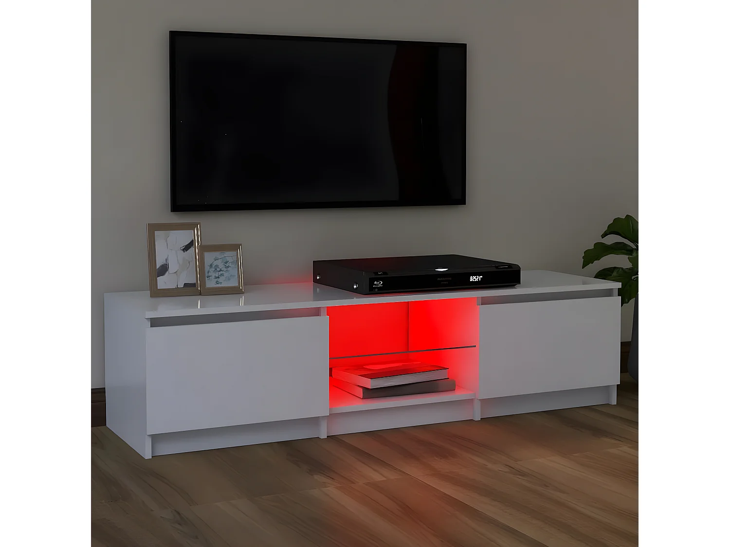 Mueble TV con luces LED Blanco 120x30x35,5 cm