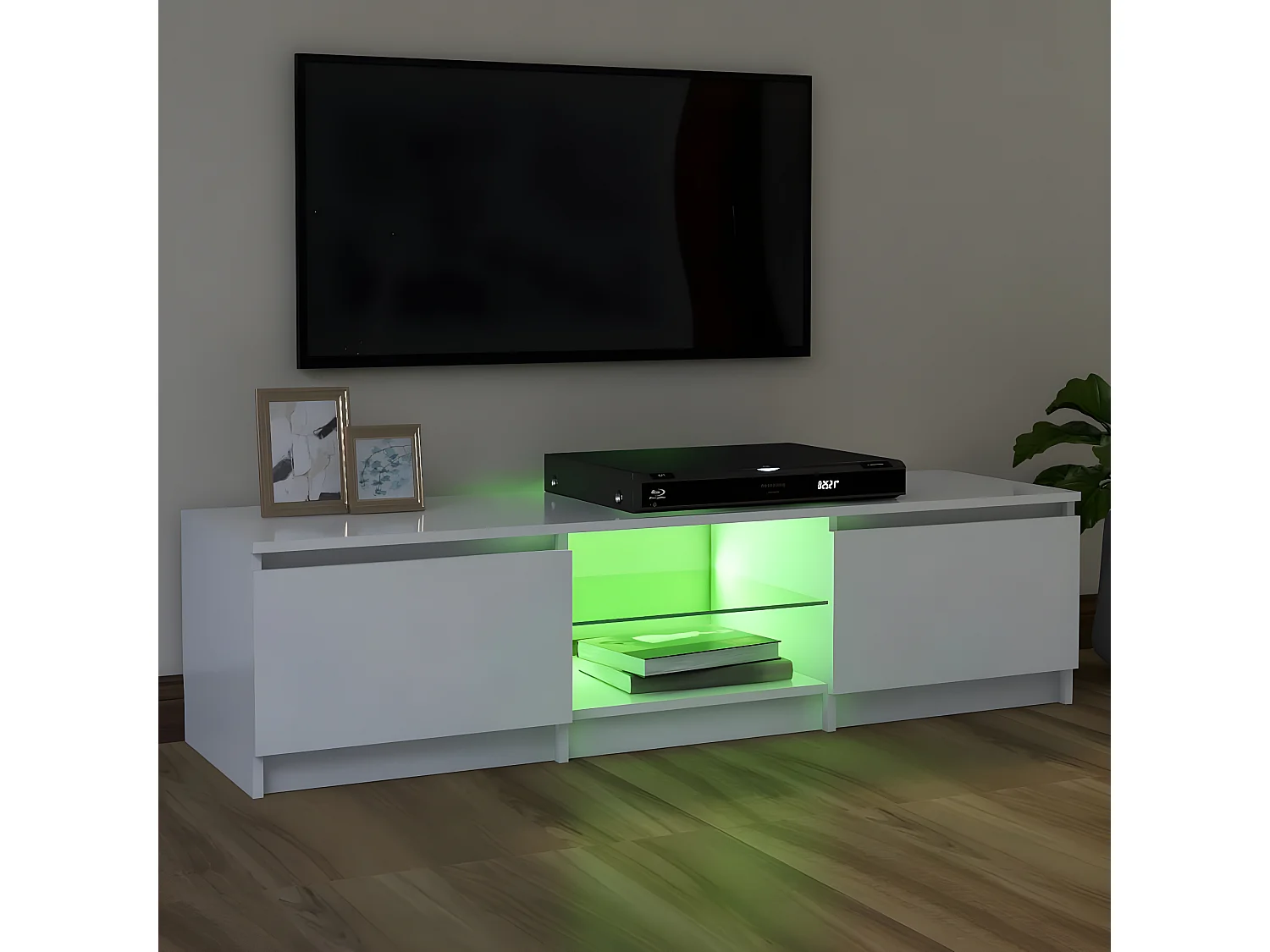 Mueble TV con luces LED Blanco 120x30x35,5 cm