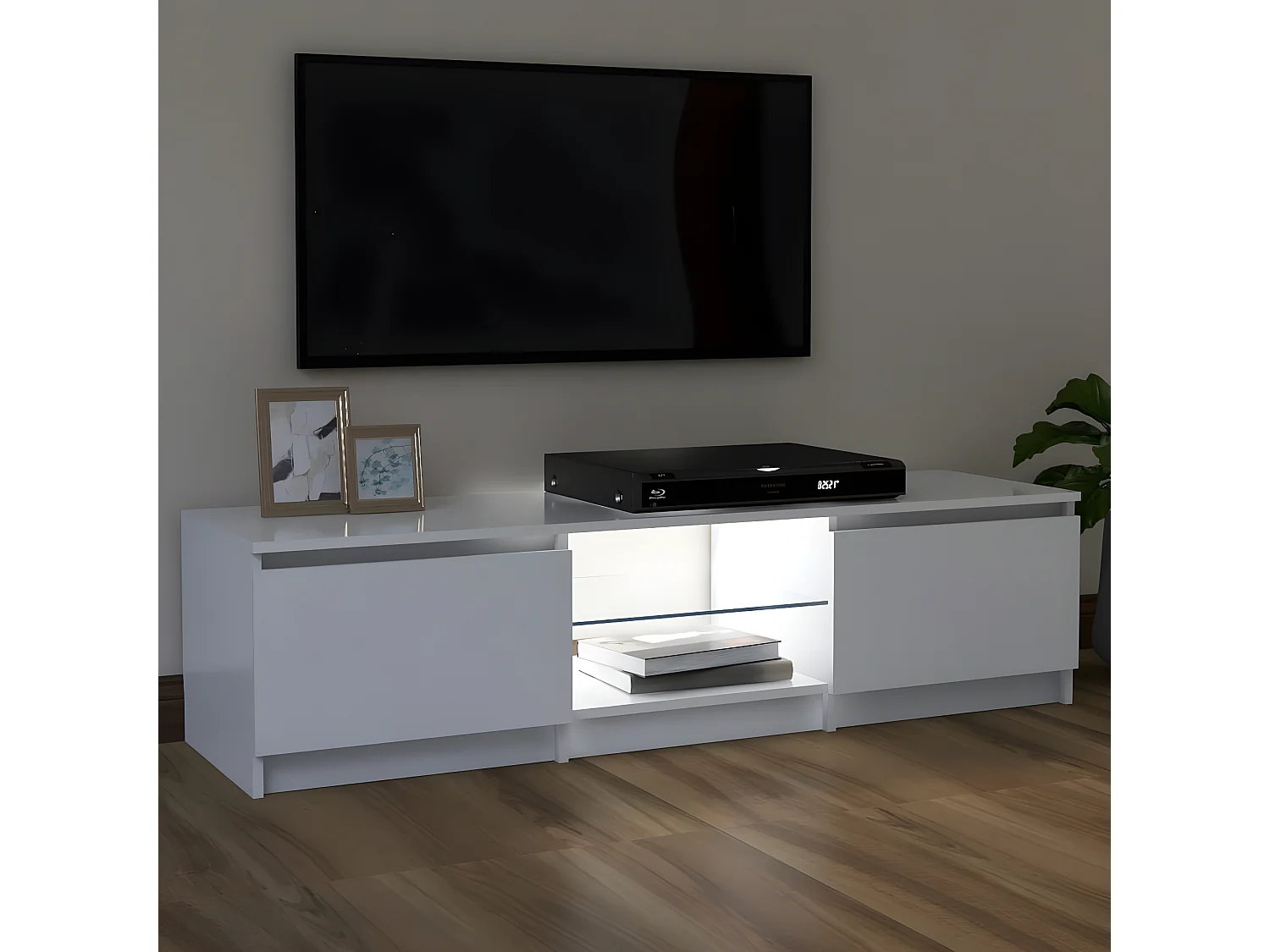 Mueble TV con luces LED Blanco 120x30x35,5 cm