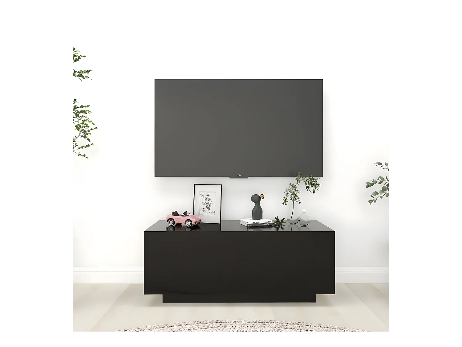 Meuble TV Noir 100x35x40 cm Aggloméré