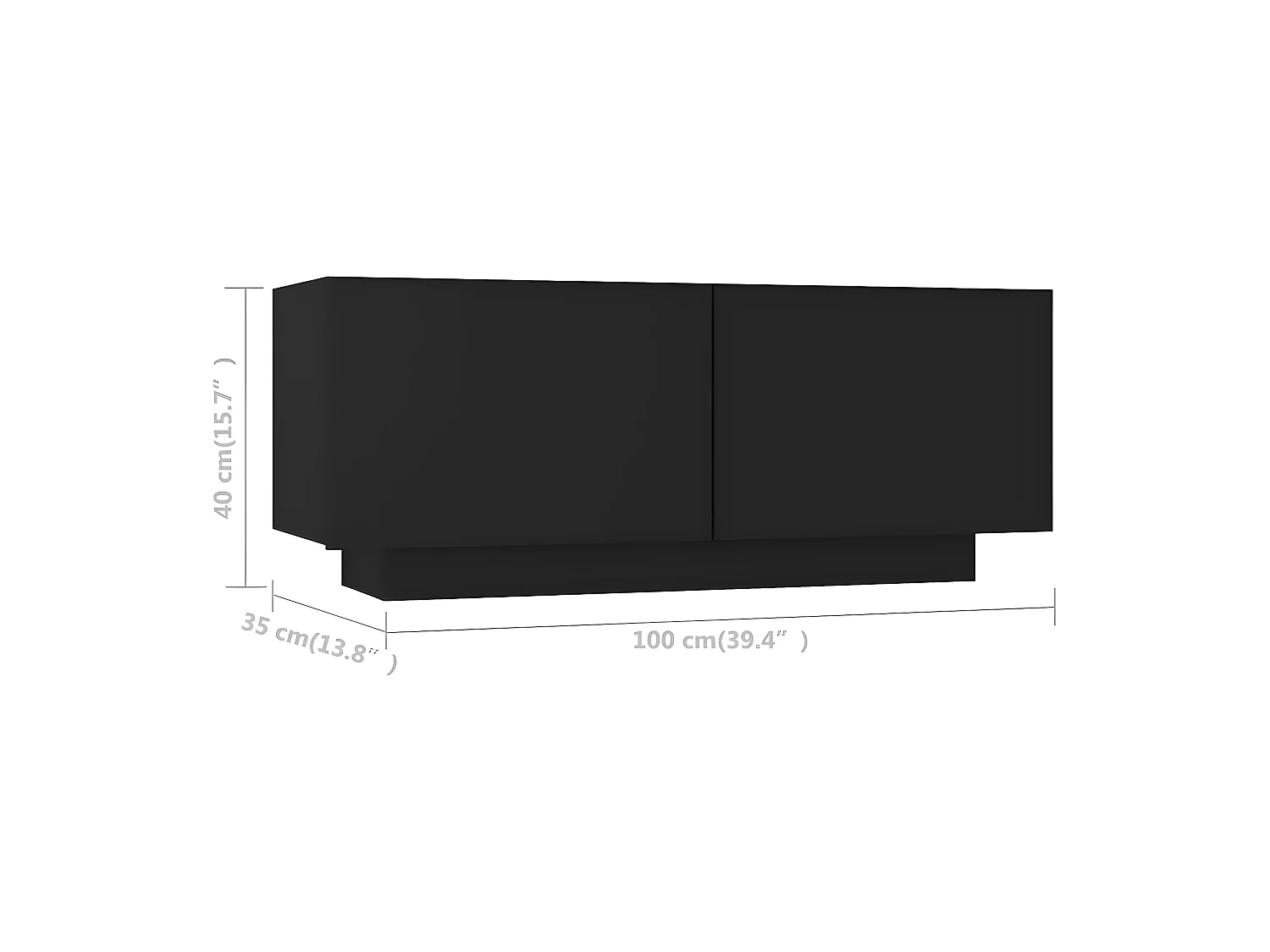 Meuble TV Noir 100x35x40 cm Aggloméré