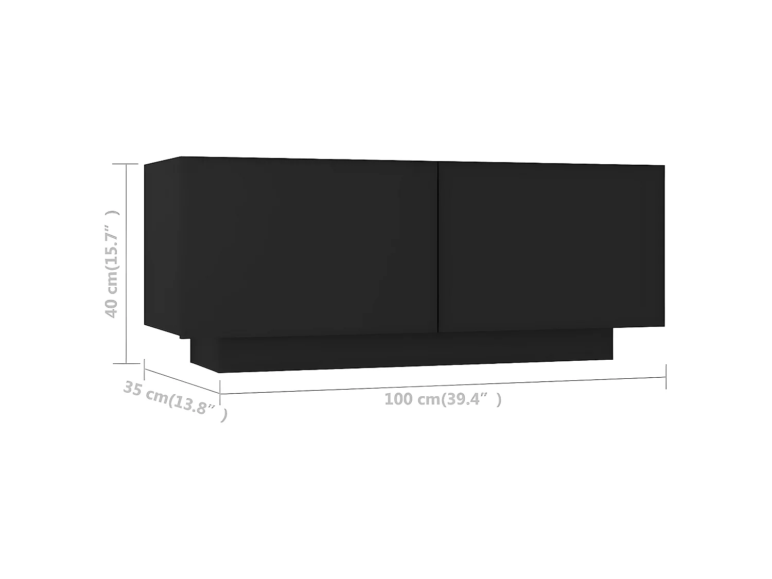 Meuble TV Noir 100x35x40 cm Aggloméré