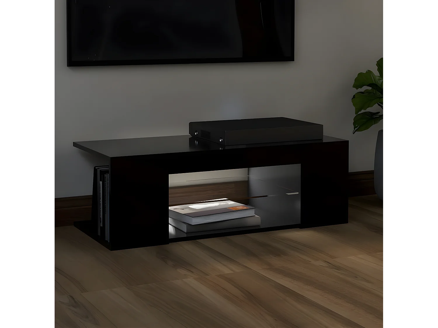 Mobile TV con luci LED Nero 90x39x30 cm