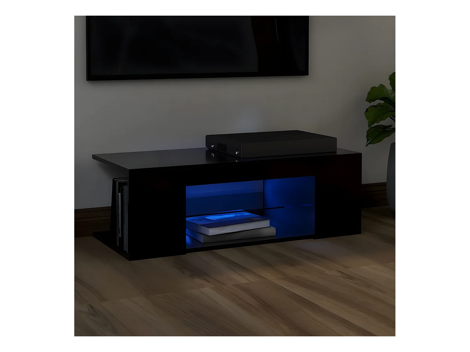 Meuble TV avec lumières LED Noir 90x39x30 cm