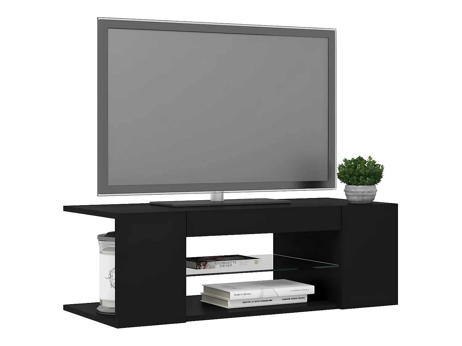 Meuble TV avec lumières LED Noir 90x39x30 cm