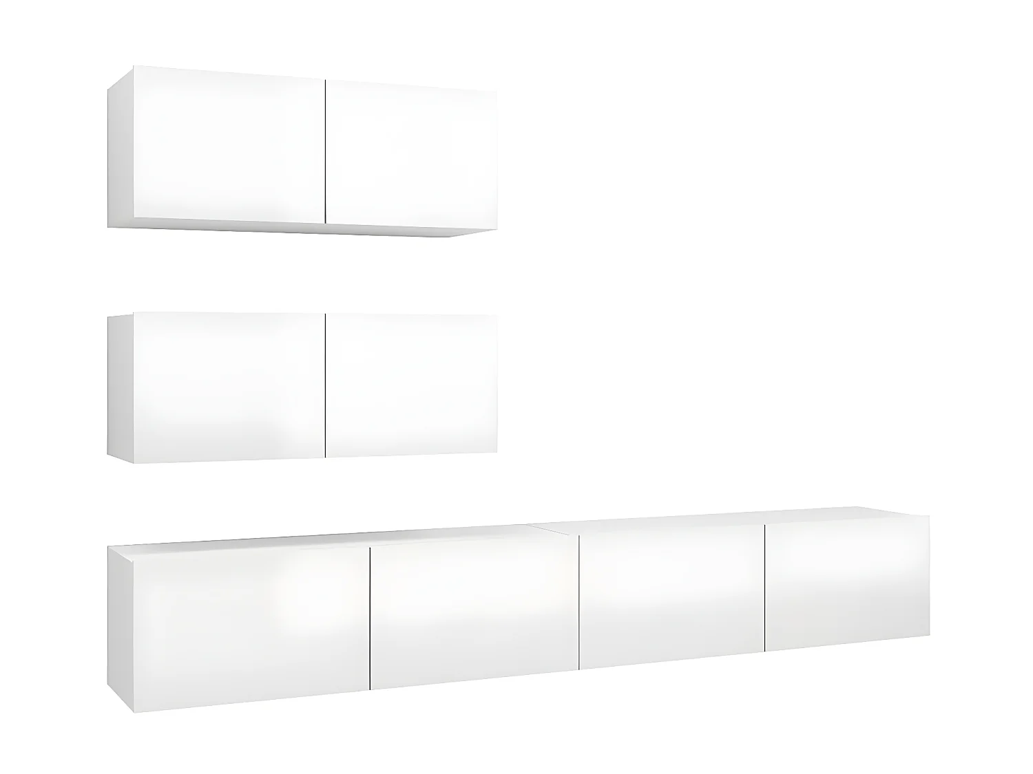 4-delige TV-kastenset Glanzend wit spaanplaat