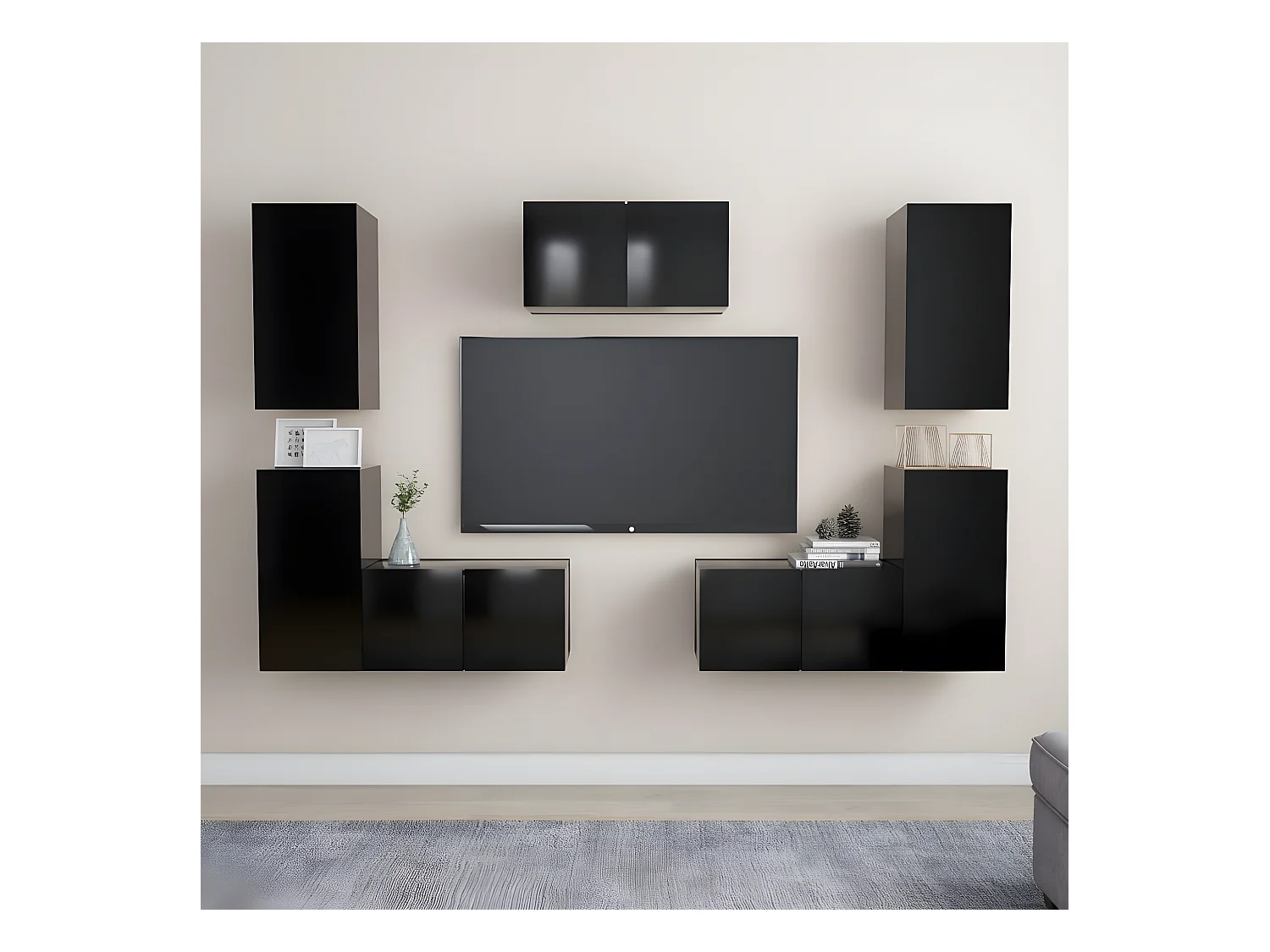 Ensemble de meubles TV 7 pcs Noir Aggloméré