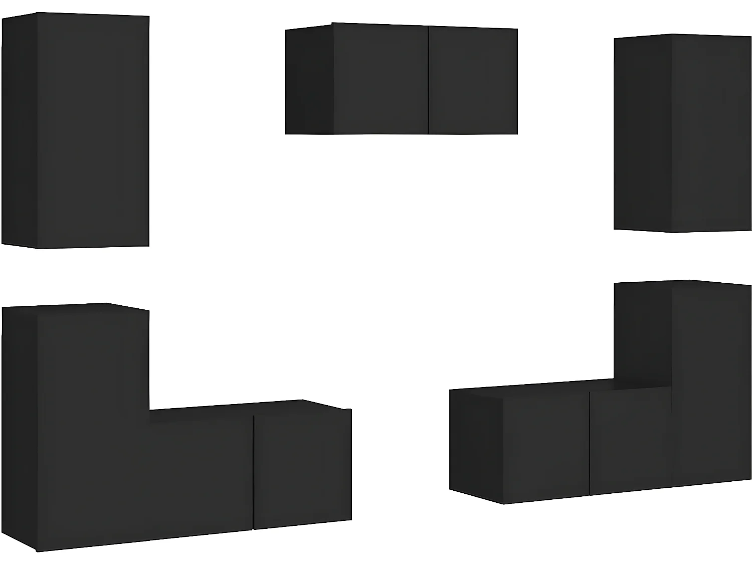 Ensemble de meubles TV 7 pcs Noir Aggloméré