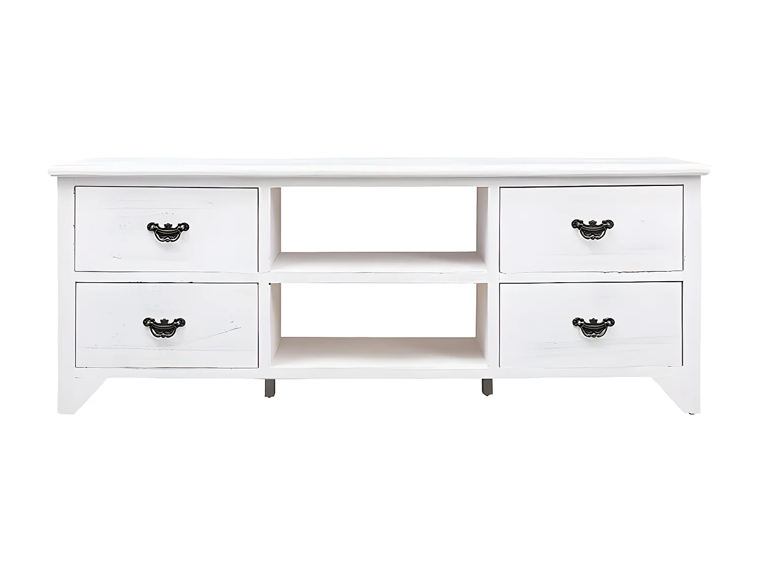 Mobile TV Bianco antico 108x30x40 cm Legno massello di Paulownia