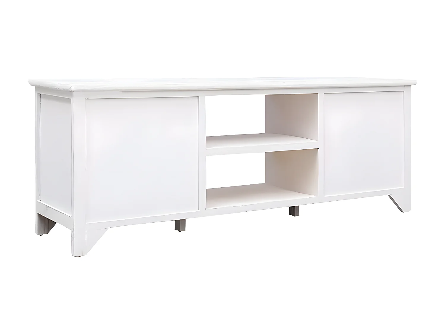 Mobile TV Bianco antico 108x30x40 cm Legno massello di Paulownia