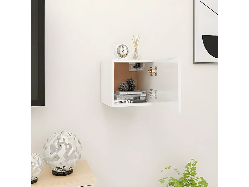 Meuble TV mural Blanc brillant 30,5x30x30 cm