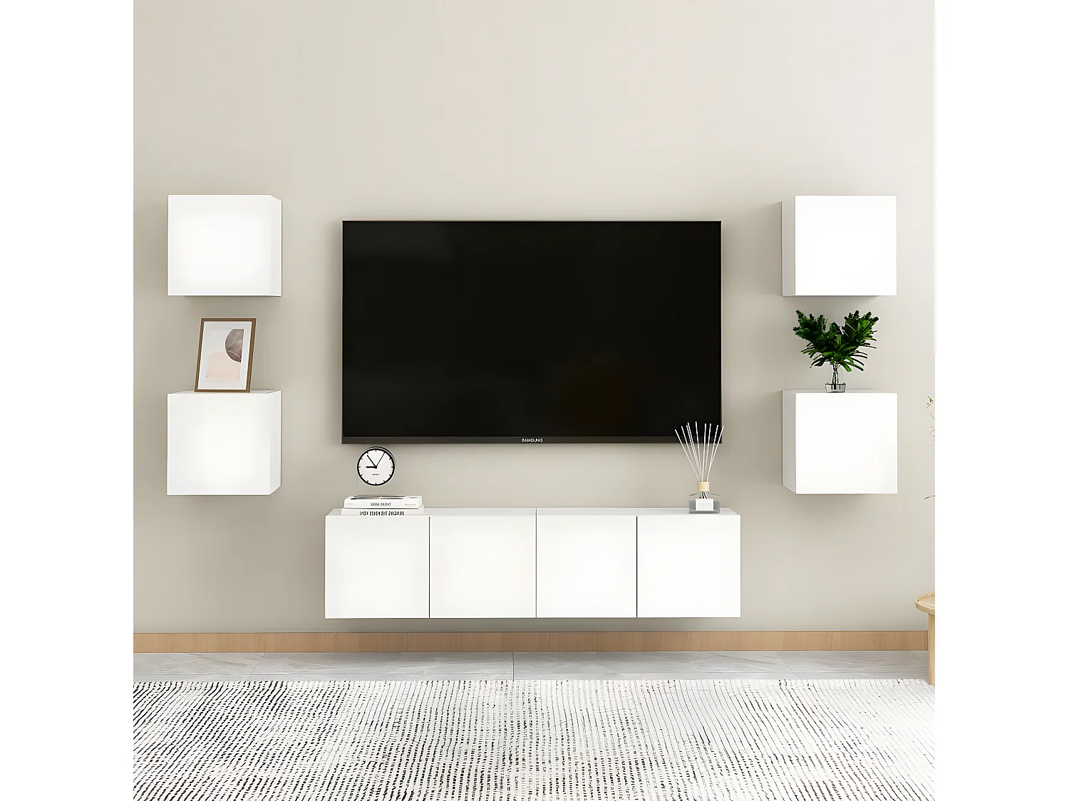 Meuble TV mural Blanc brillant 30,5x30x30 cm