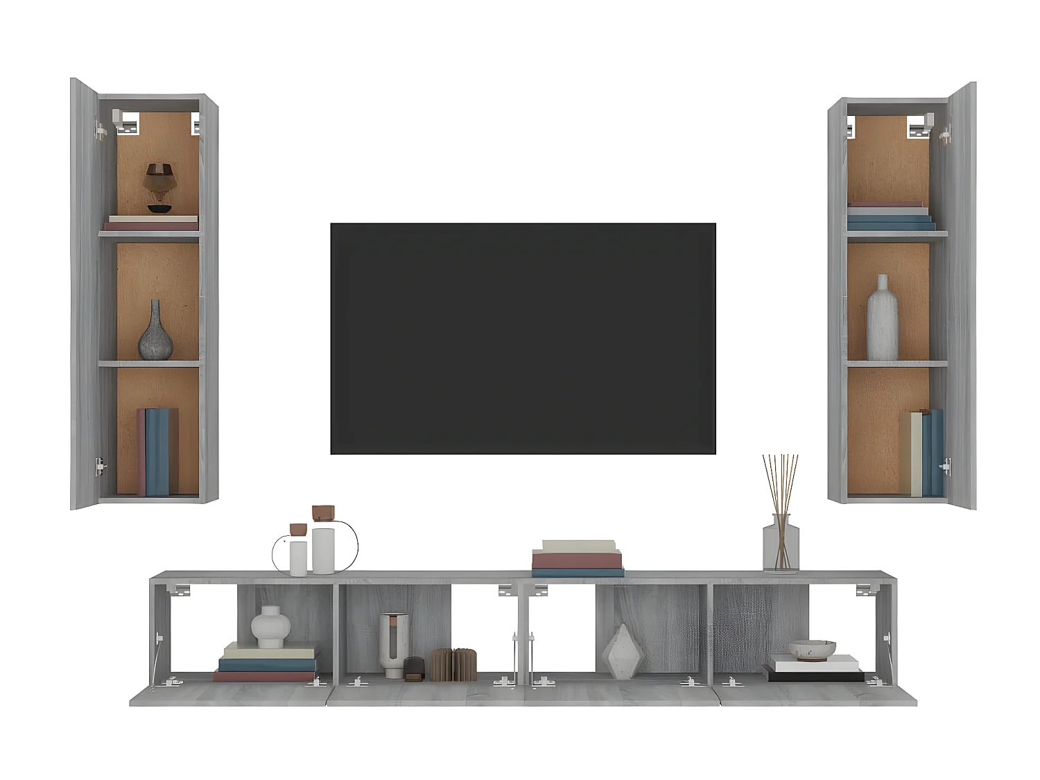 Ensemble de meubles TV 4 pcs Sonoma gris Bois d'ingénierie