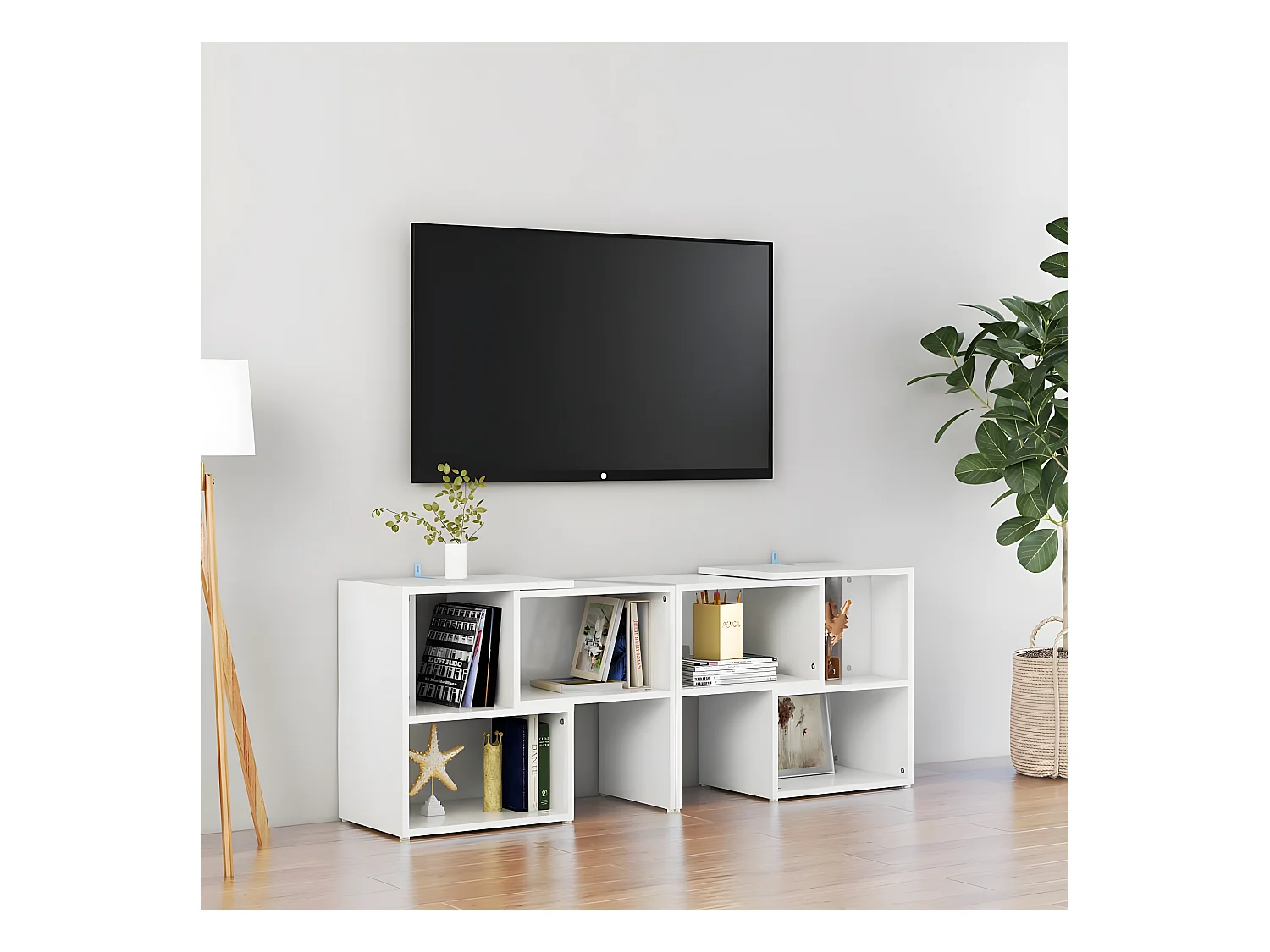 Mobile TV Bianco lucido 104x30x52 cm Truciolare