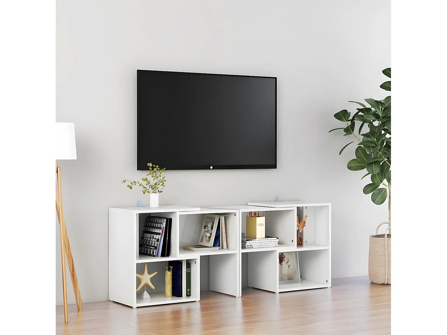 Móvel de TV branco brilhante 104x30x52 cm aglomerado