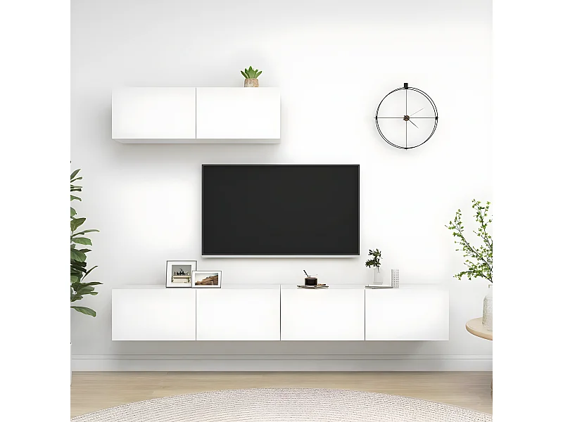 TV-meubel 3 stuks Spaanplaat Wit