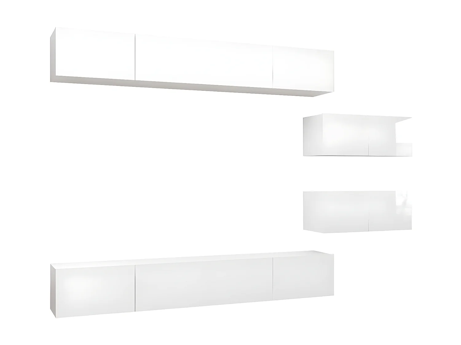 TV-kastenset 6-delig Glanzend wit spaanplaat