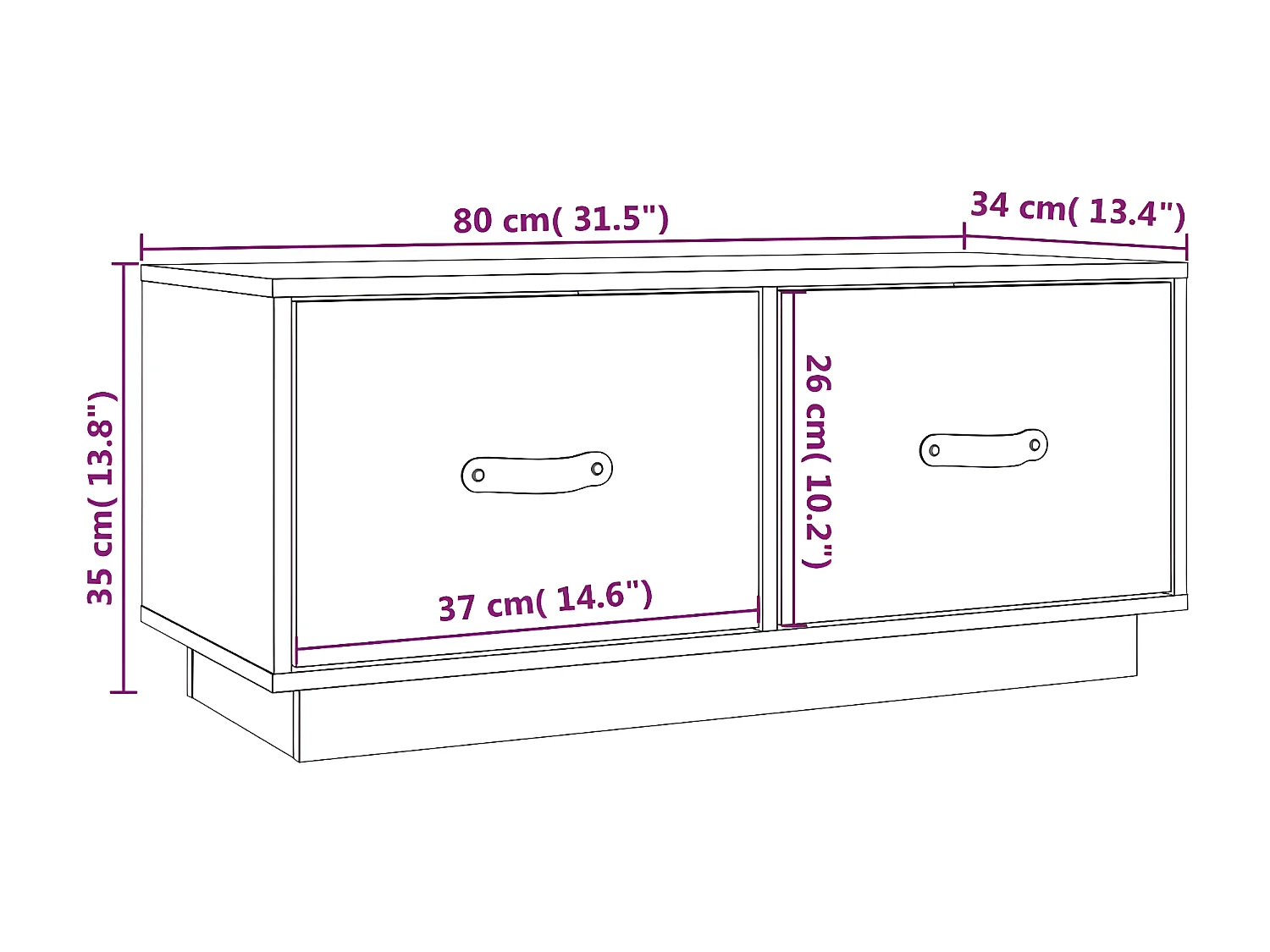 Meuble TV Noir 80x34x35 cm Bois de pin massif