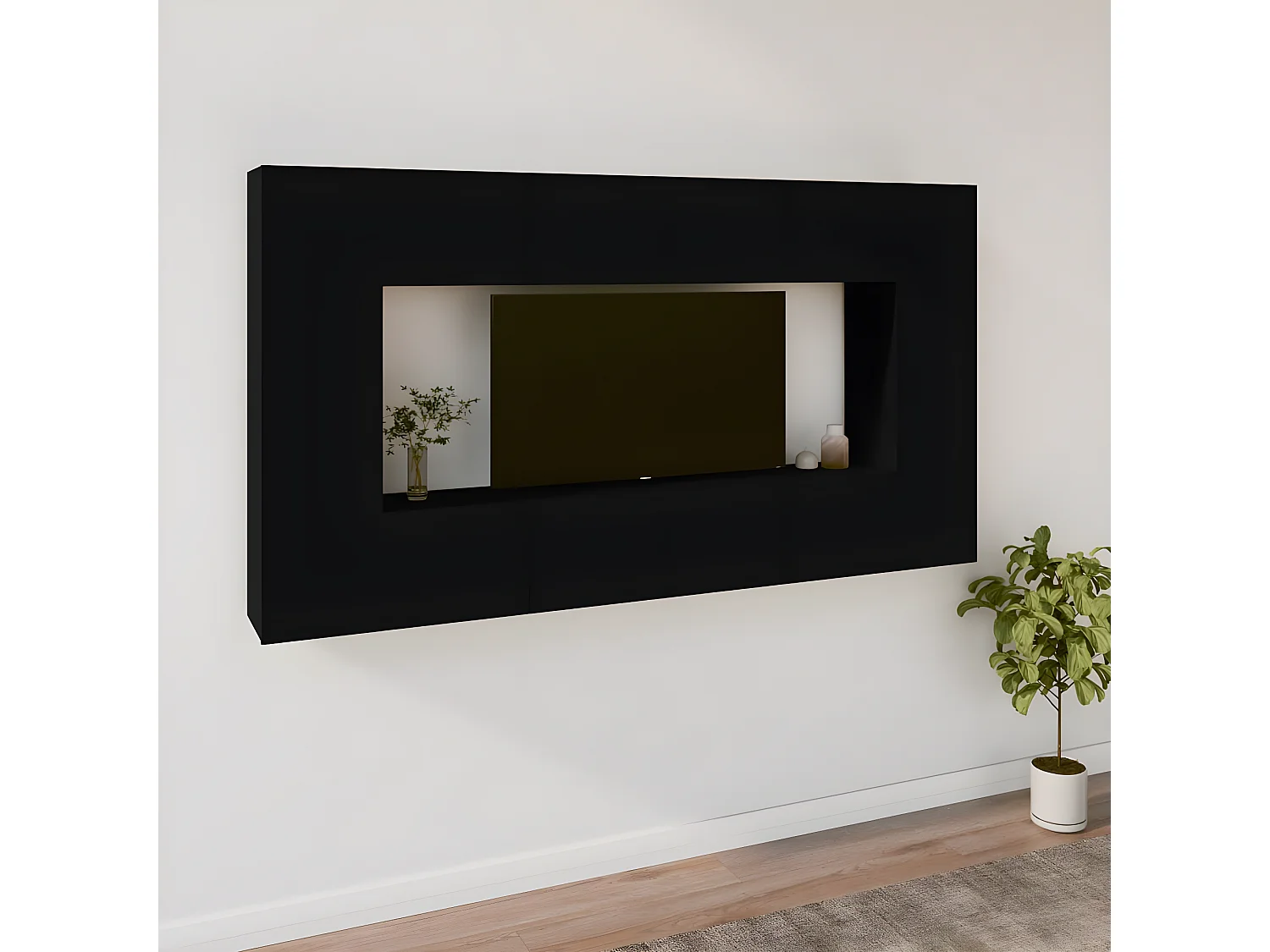 Ensemble de meubles TV 8 pcs Noir Bois d'ingénierie