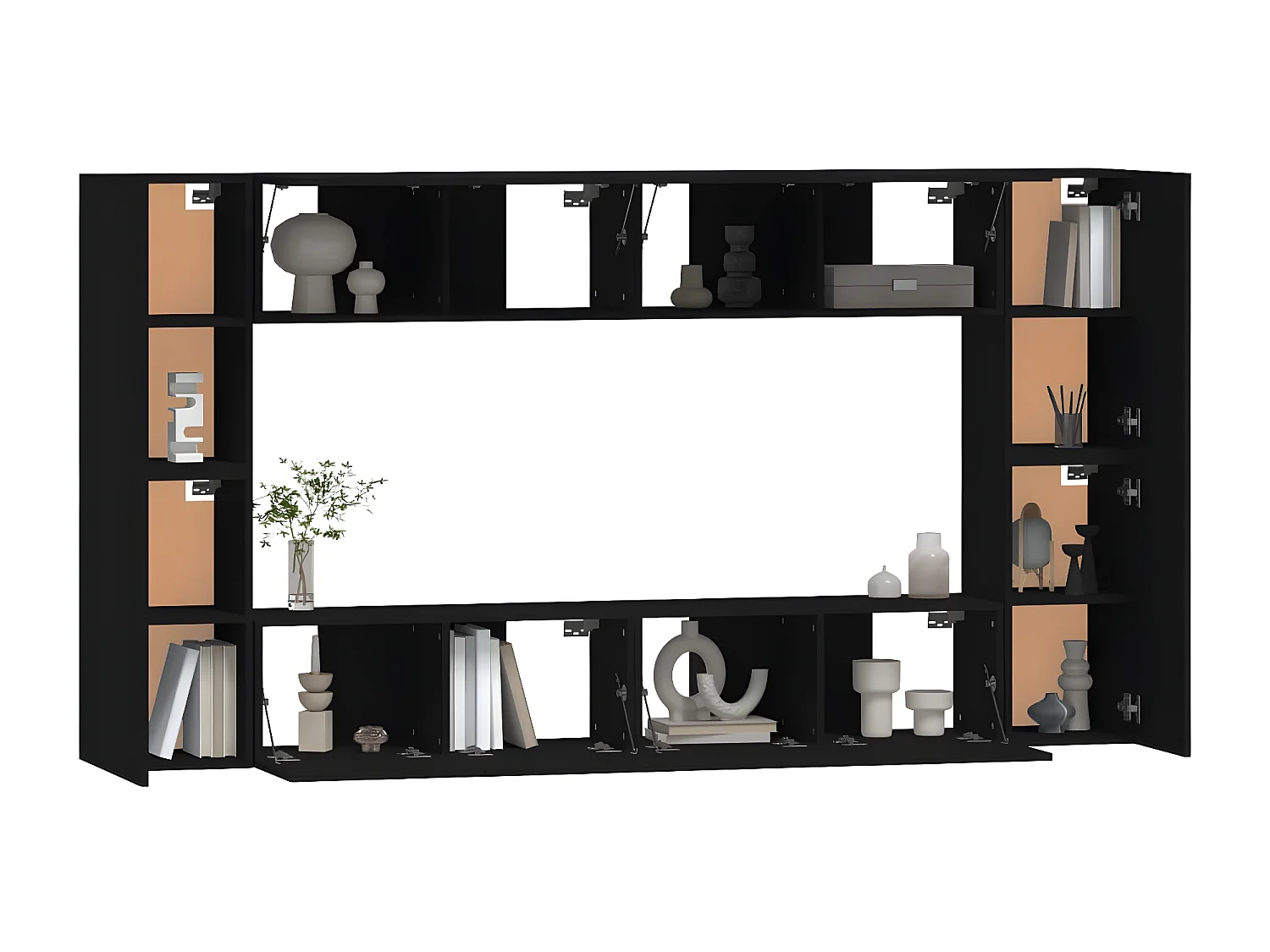 8-delige tv-standaardset zwart parket