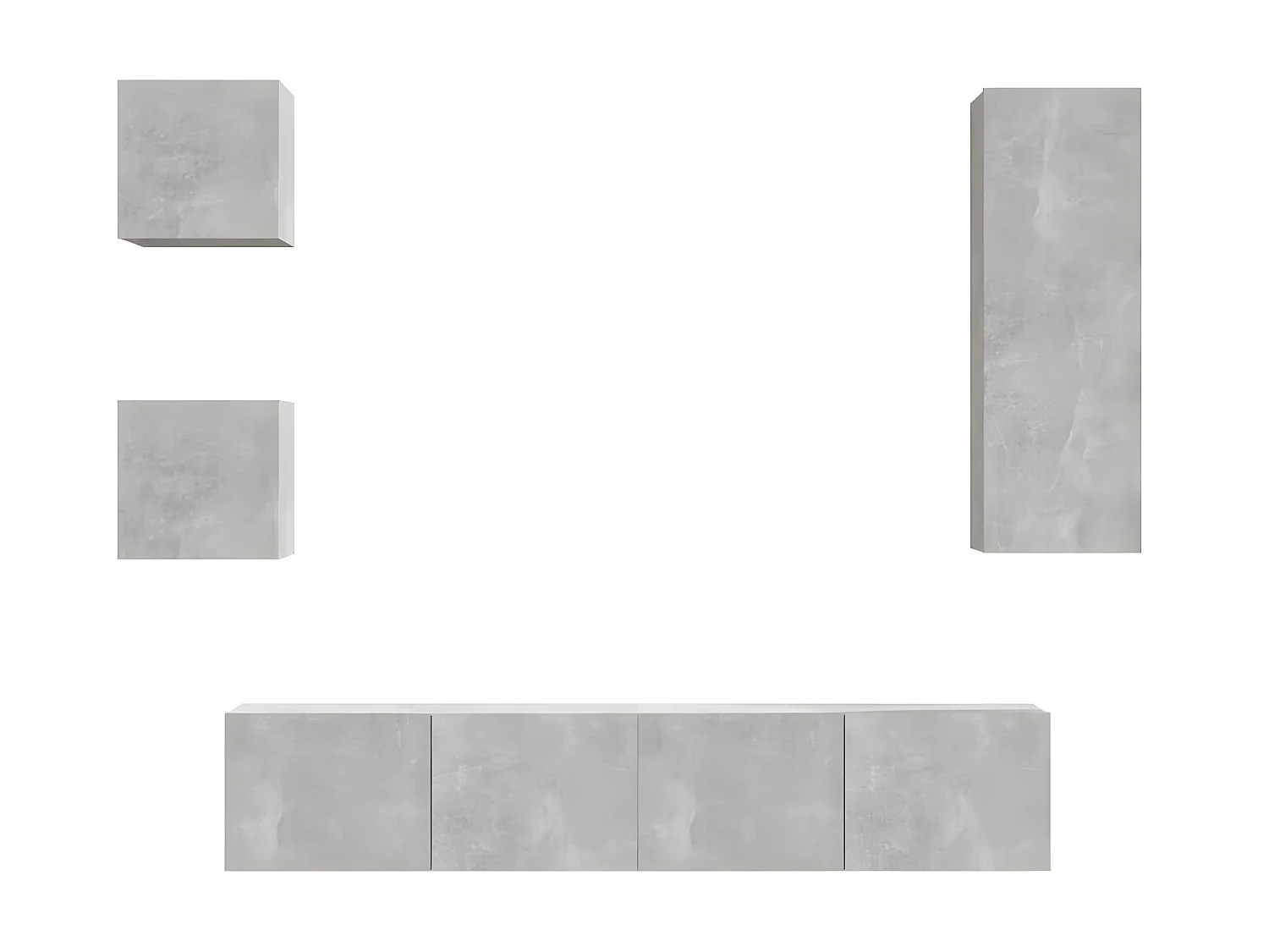 Set di mobili TV da 5 pezzi. Grigio cemento MDF